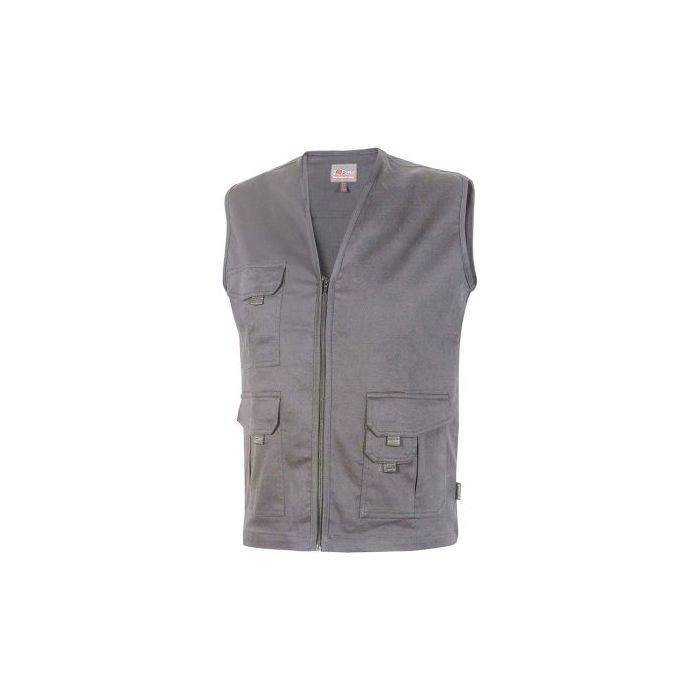 Upower Chica Chaleco Multibolsillos de Algodon Elastico - Talla M - Ligero, Cierre Cremallera Frontal, Espacio para Personalizacion, Bolsillos con Solapa y Velcro - Color Gris Oscuro