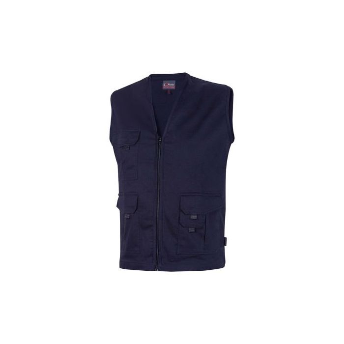 Upower Chica Chaleco Multibolsillos de Algodon Elastico - Talla 3XL - Cierre Cremallera, Bolsillos Amplios con Velcro, Espacio para Personalizacion, Gancho Porta Credenciales - Color Azul Oscuro Westlake