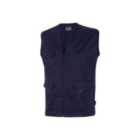 Upower Chica Chaleco Multibolsillos de Algodon Elastico - Talla L - Cierre Cremallera Frontal, Bolsillos Amplios con Solapa y Velcro, Espacio para Personalizacion, Gancho Porta Credenciales - Color Azul Oscuro Westlake