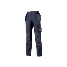 Upower Race Pantalon de Alta Calidad - Talla 50 - Multiples Bolsillos Desmontables, Refuerzos en Cordura, Paneles Elasticos, Proteccion DPI1, Detalles Reflectantes, Ajuste Ergonomico - Color Azul Marino