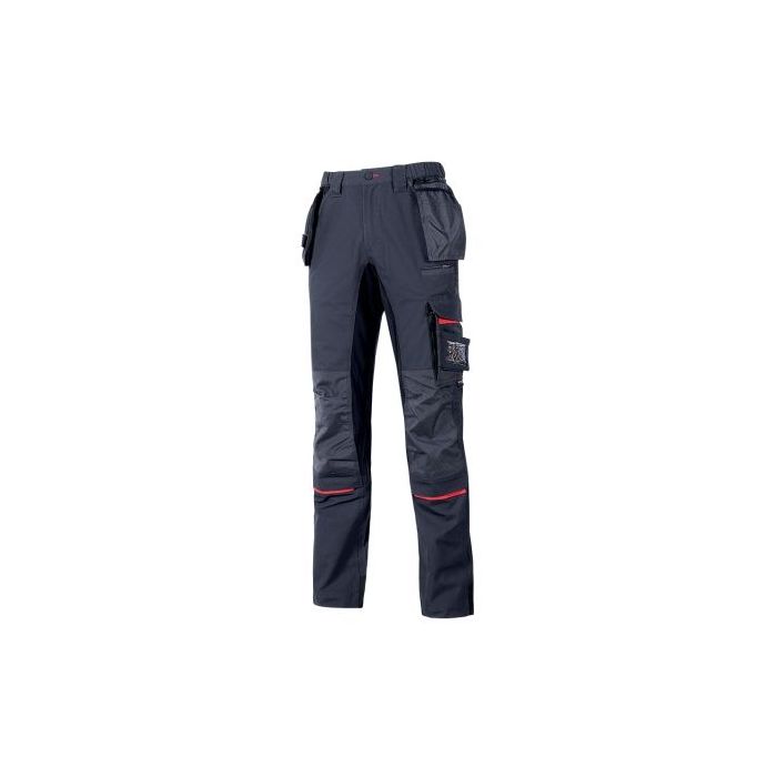 Upower Race Pantalon de Alta Calidad - Talla 64 - Multiples Bolsillos Desmontables, Refuerzos en Cordura, Paneles Elasticos, Proteccion DPI1, Detalles Reflectantes, Ajuste Ergonomico - Color Azul Marino
