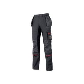 Upower Race Pantalon - Talla 58 - Refuerzos en Cordura, Detalles Reflectantes, Proteccion DPI1, Costuras Triples, Ajuste Ergonomico - Color Gris Meteorito