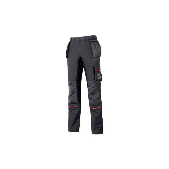 Upower Race Pantalon - Talla 58 - Refuerzos en Cordura, Detalles Reflectantes, Proteccion DPI1, Costuras Triples, Ajuste Ergonomico - Color Gris Meteorito