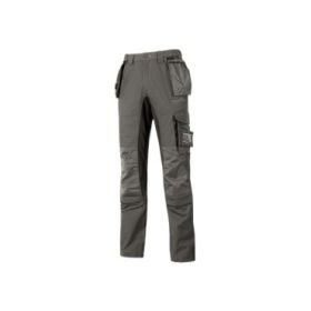 Upower Race Pantalon de Alta Calidad - Talla 50 - Multiples Bolsillos Desmontables, Paneles Elasticos, Resistencia al Desgaste, Elementos Reflectantes, Proteccion DPI1 - Color Gris Piedra