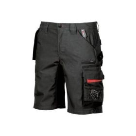 Upower Start Bermuda de Trabajo Funcional - Talla 56 - Bolsillo Desmontable, Multiples Compartimentos, Refuerzos Cordura, Cinta Reflectante, Costuras Reforzadas - Color Negro Carbon