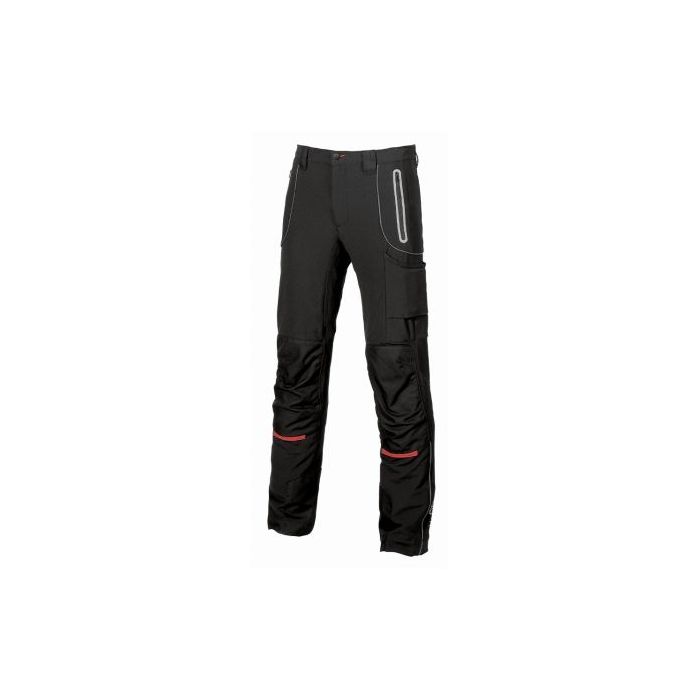 Upower Pit Pantalon Soft Shell - Talla 52 - Maximo Confort, Waterproof, Insertos Reflectantes, Antiabrasion, Multiples Bolsillos, Rodilleras Ergonomicas, Proteccion DPI1 - Color Negro Carbon