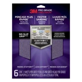 3M Pro Grade Precision Faster Pack de 6 Hojas de Lijado - Lijas de Granos Surtidas - 22.8x27.9cm - Rendimiento Superior - Reduccion de Fatiga - Color Morado