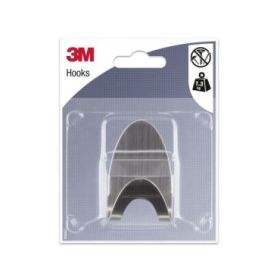 3M Gancho Adhesivo Metalico - Ovalado - Soporta hasta 1.3kg - Color Gris/Titanio