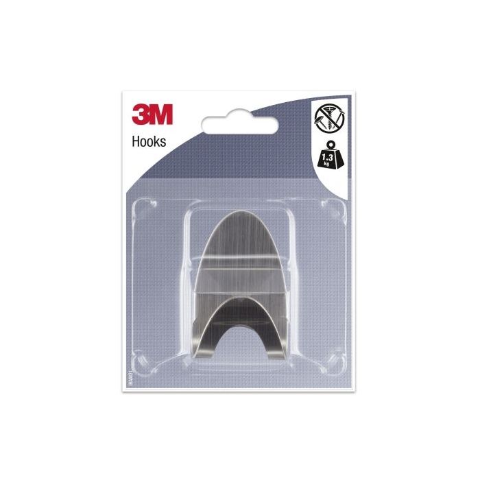3M Gancho Adhesivo Metalico - Ovalado - Soporta hasta 1.3kg - Color Gris/Titanio