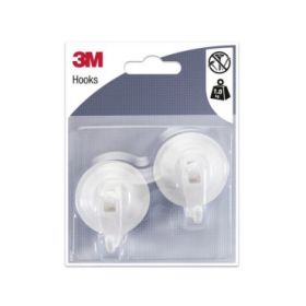 3M Pack de 2 Ganchos con Ventosa - Cierre de Palanca - Soporta hasta 1kg - Color Blanco