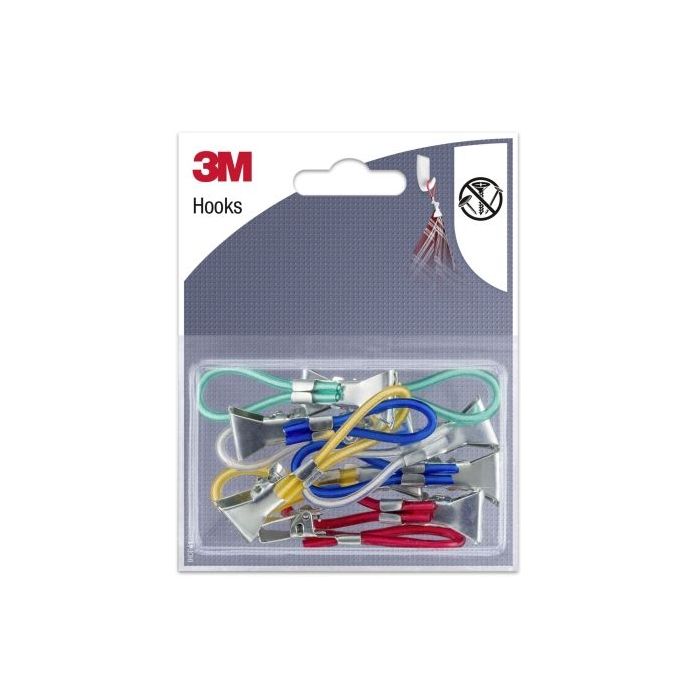 3M Pack de 10 Lazos con Pinza para Colgar - Clip Multiusos - Colores Surtidos