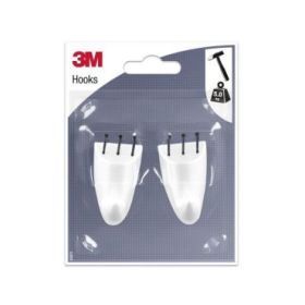3M Pack de 2 Ganchos para Clavar - Formato M - Soporta hasta 5kg - Color Blanco