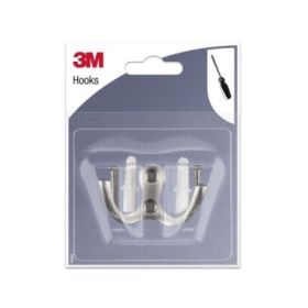 3M Gancho Doble para Atornillar de Metal - Color Gris Metalizado
