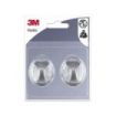 3M Pack de 2 Ganchos Adhesivos Ovalados - Formato M - Soporta hasta 0.6kg - Color Gris Metalizado