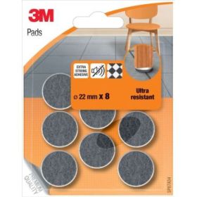 3M Pack de 8 Fieltros Adhesivos - 22mm de Diametro - Ultra Resistentes - Color Blanco y Gris