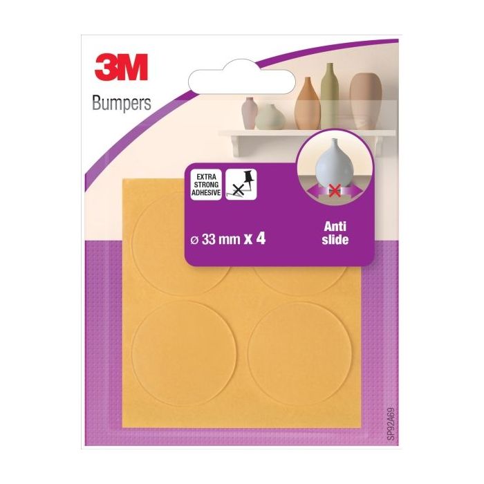 3M Pack de 4 Almohadillas Adhesivas Antideslizamiento - 33mm de Diametro - Color Transparente