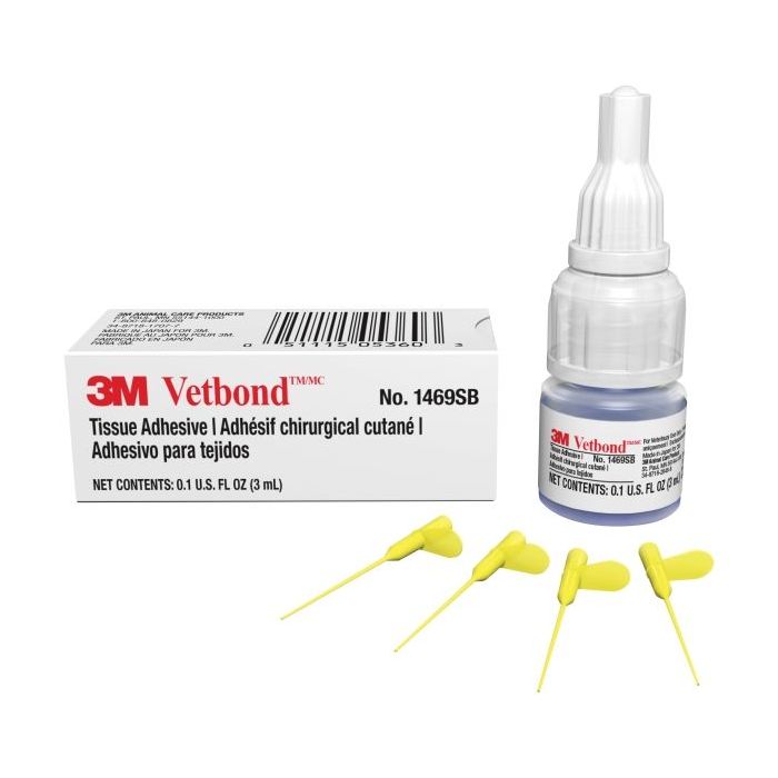 3M Vetbond Adhesivo para Tejidos - 3ml - Cierra Heridas Rapidamente - Incluye 4 Aplicadores - Color Transparente