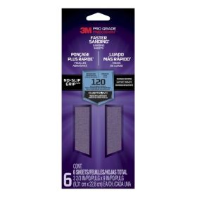 3M Pro Grade Precision Faster Pack de 6 Hojas de Lijado - Grano 120 Mediano - 9.31x22.8cm - Rendimiento Superior - Reduccion de Fatiga - Color Morado