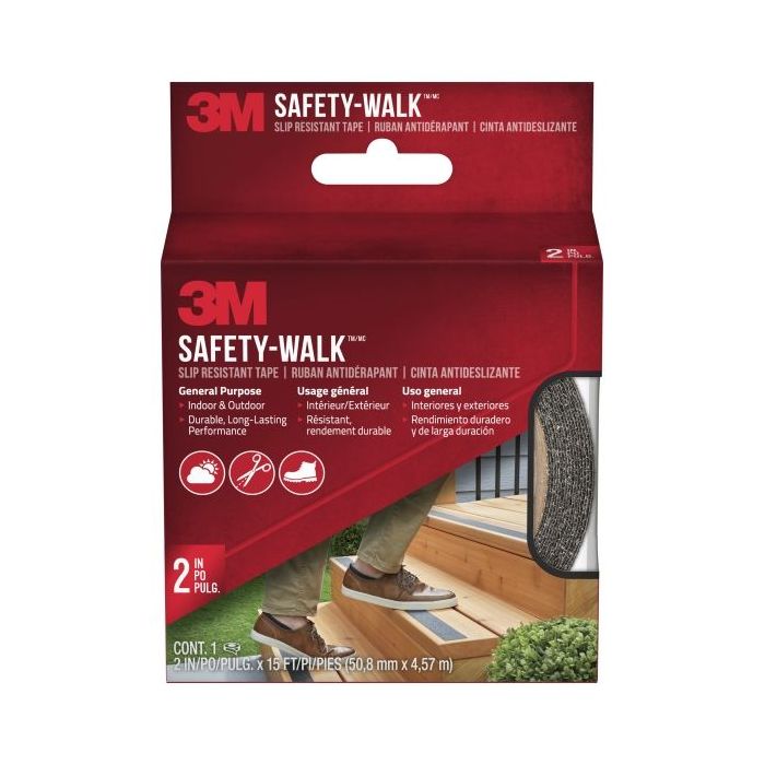 3M Safety-Walk Cinta Adhesiva Antideslizante - Uso en Interior y Exterior - 50.8mm x 4.57m - Color Gris Oscuro