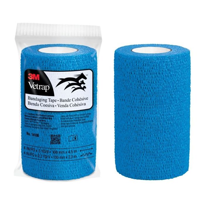 3M Vetrap Venda Cohesiva - 10cm x 4.5m - Flexible - Transpirable - Autoadhesiva - Color Azul