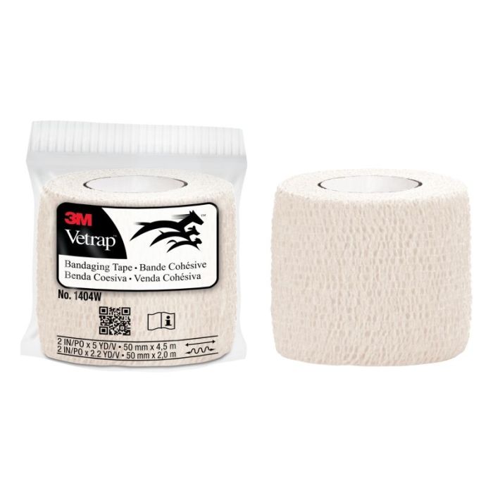 3M Vetrap Venda Cohesiva - 5cm x 4.5m - Flexible - Transpirable - Autoadhesiva - Color Blanco