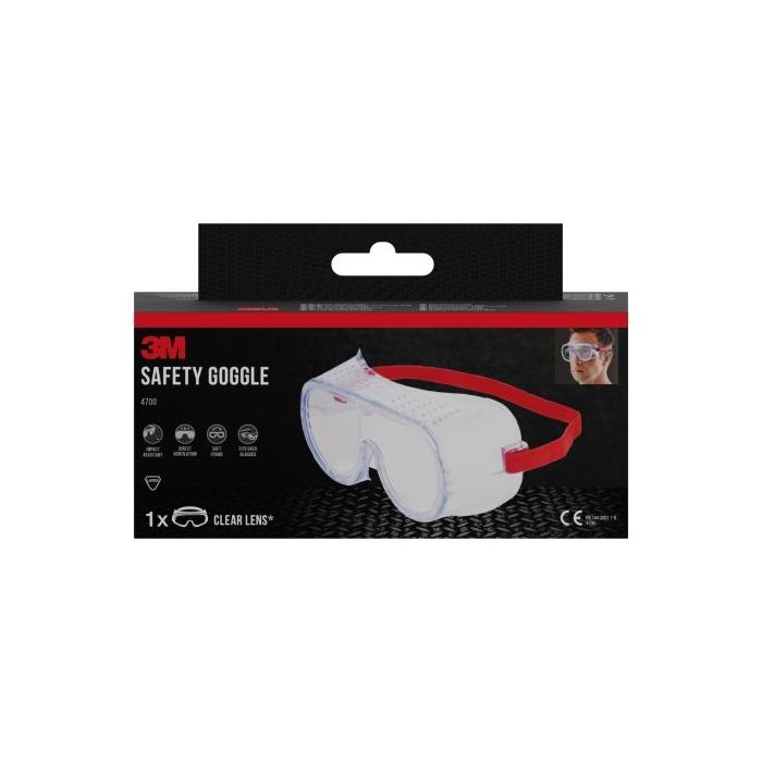3M Classic Gafas de Seguridad - Ventilacion Directa - Lente Incolora - Uso Compatible con Gafas Graduadas - Goma Ajustable - Proteccion UV - Color Transparente