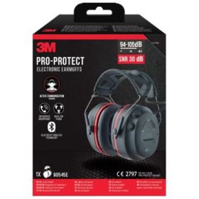 3M Worktunes Connect Orejeras Auditivas con Bluetooth - Microfono Integrado - SNR 3dB - Sonido de Alta Calidad - Ajustable - Color Negro/Rojo