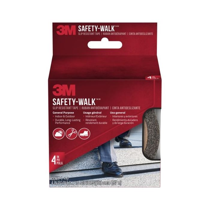 3M Safety-Walk Cinta Adhesiva Antideslizante - Uso en Interior y Exterior - 101mm x 4.57m - Color Negro