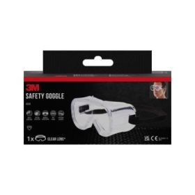 3M Classic Gafas de Seguridad - Ventilacion Indirecta - Lente Incolora - Uso Compatible con Gafas Graduadas - Goma Ajustable - Proteccion UV - Color Transparente