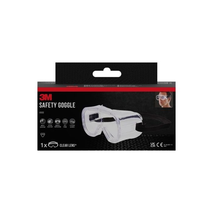 3M Classic Gafas de Seguridad - Ventilacion Indirecta - Lente Incolora - Uso Compatible con Gafas Graduadas - Goma Ajustable - Proteccion UV - Color Transparente