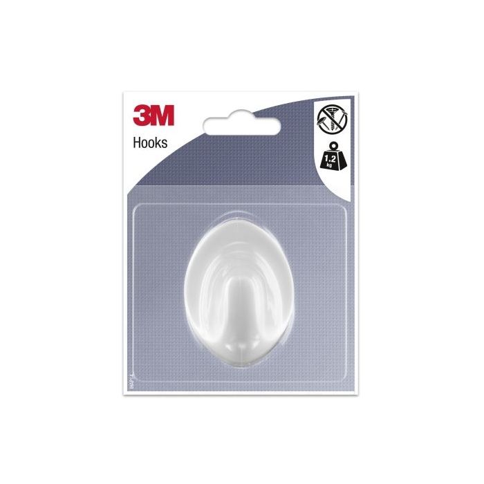 3M Gancho Adhesivo Ovalado - Grande - Soporta hasta 1.2kg - Color Blanco