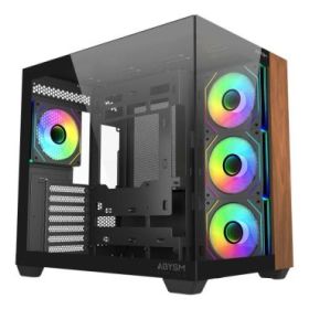 Abysm Danube Sava Nature 285B Black ARGB Caja Torre ATX, ITX, Micro ATX - Lateral y Frontal Cristal Templado - 3.5" y 2.5" - USB-A, USB-C y Audio - 4 Ventiladores ARGB Instalados - Soporta Refrigeracion Liquida
