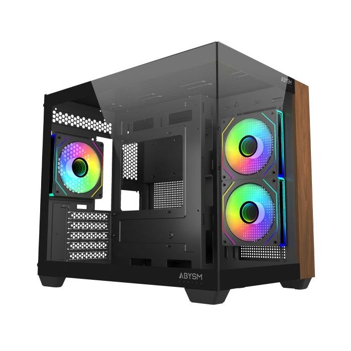 Abysm Danube Sava Nature 285C Black ARGB Caja Micro ATX, ITX - Lateral y Frontal Cristal Templado - 3.5" y 2.5" - USB-A, USB-C y Audio - 4 Ventiladores ARGB Instalados - Soporta Refrigeracion Liquida