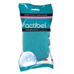 Actibel Tonic Esponja Corporal de Doble Accion - 1 Lado Suave - 1 Lado Exfoliante - Ergonomica - Color Azul