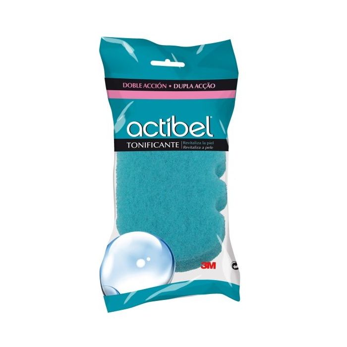 Actibel Tonic Esponja Corporal de Doble Accion - 1 Lado Suave - 1 Lado Exfoliante - Ergonomica - Color Azul