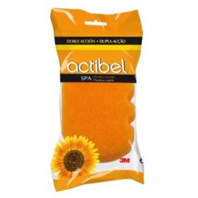Actibel Spa Esponja Corporal de Doble Accion - 1 Lado Suave - 1 Lado Exfoliante - Ergonomica - Color Naranja