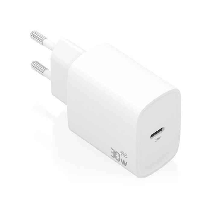 Aisens Cargador GaN 30W - USB-C PD3.0 - Tecnologia AI para Detectar Protocolo y Velocidad de Carga - Color Blanco