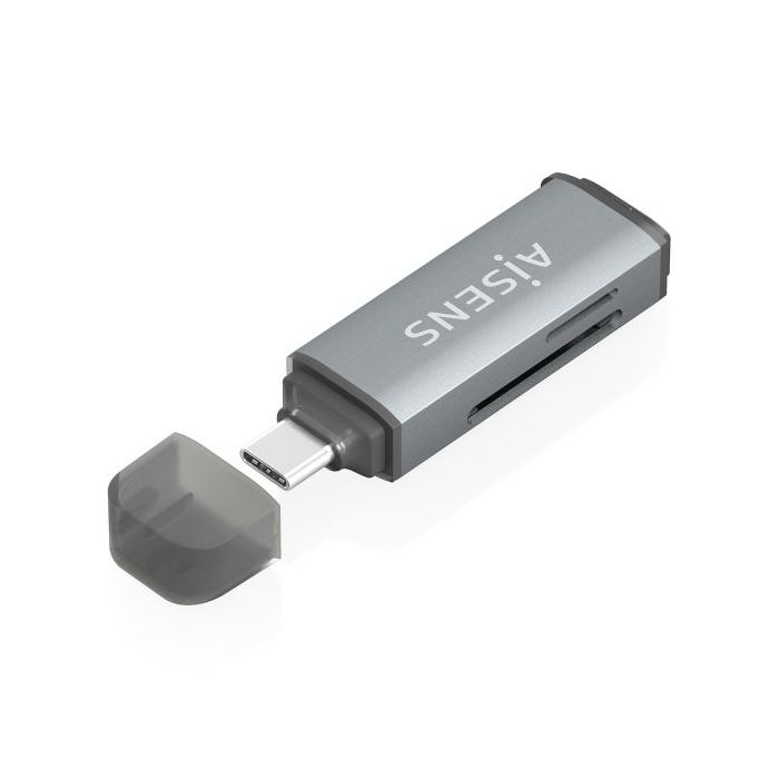 Aisens Lector de Tarjetas USB-C 3.1 Gen1 - Compatible con SD, Micro SD, MMC, RS-MMC, MMC Micro - Color Gris