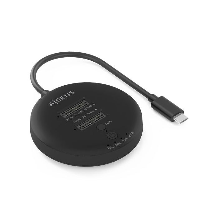 Aisens ASDS-2M2N05 Estacion de Docking de Doble Bahia M.2 NVME a USB-C 3.2 Gen2x2 - Clone - Color Negro