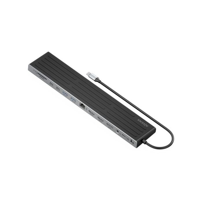 Aisens USB-C Dock 13 En 1 - USB-C a 2xHDMI - 1xDisplayPort - 1xRJ45 - 3xUSB-A - 2xUSB-C - 1xUSB-C PD - 1xAudio - 1xSD - 1xMicro SD - 1xRanura Kensington - 30cm - Color Gris