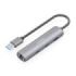 Aisens ASUC-4P036-GR Adaptador de Red USB 3.0 a Ethernet Gigabit + Hub 2xUSB-C y 1xUSB-A 3.0 - 15cm - Color Gris