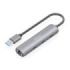Aisens ASUC-4P037-GR Adaptador de Red USB 3.0 a Ethernet Gigabit + Hub 3xUSB-C - 15cm - Color Gris
