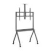Aisens FT86FE-369 PRO Soporte de Suelo para Pantallas Interactivas/TV de 55 a 100" - Bandeja Multiusos - Soporte para Camara - Peso Max. 120kg - Altura Ajustable - Ruedas - Color Negro