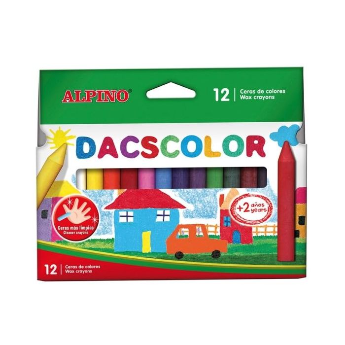 Alpino Dacscolor Pack de 12 Ceras Semiblandas de Colores - Mezclables - No Manchan - Colores Surtidos