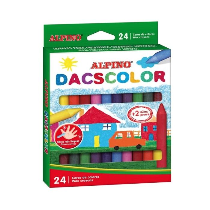 Alpino Dacscolor Pack de 24 Ceras Semiblandas de Colores - Mezclables - No Manchan - Colores Surtidos