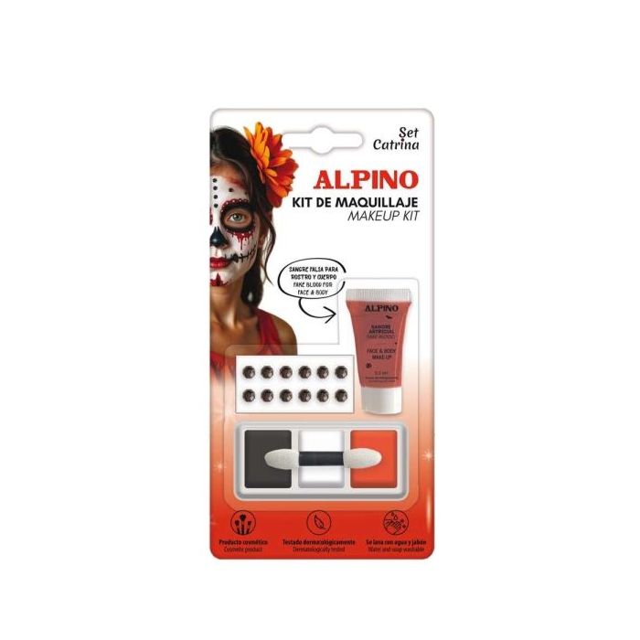 Alpino Set de Maquillaje Catrina - Se Lava con Agua y Jabon - Testado Dermatologicamente - Colores Surtidos