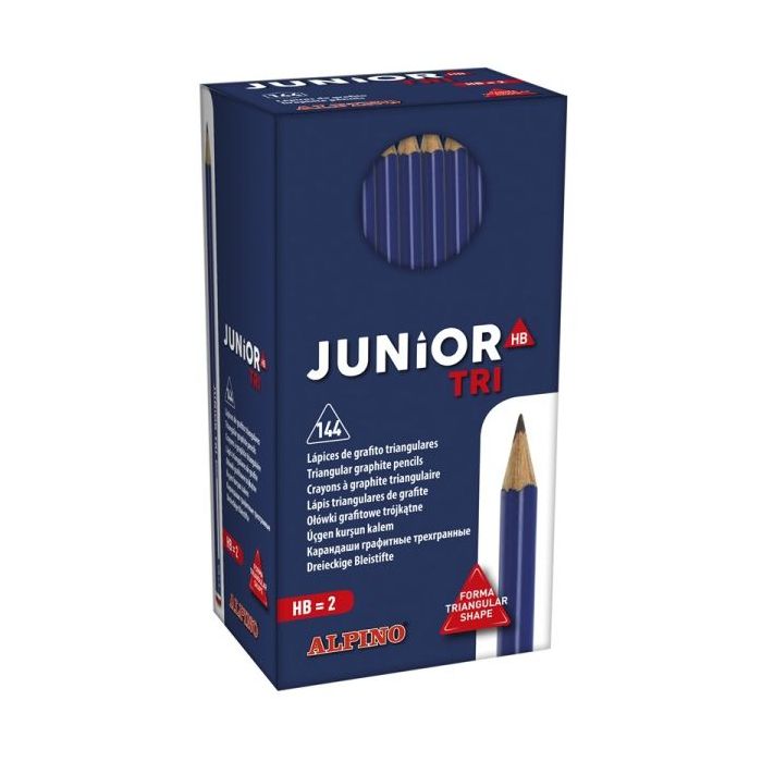 Alpino Junior Tri Pack con 144 Lapices de Grafito HB Triangulares - Espacio para el Nombre