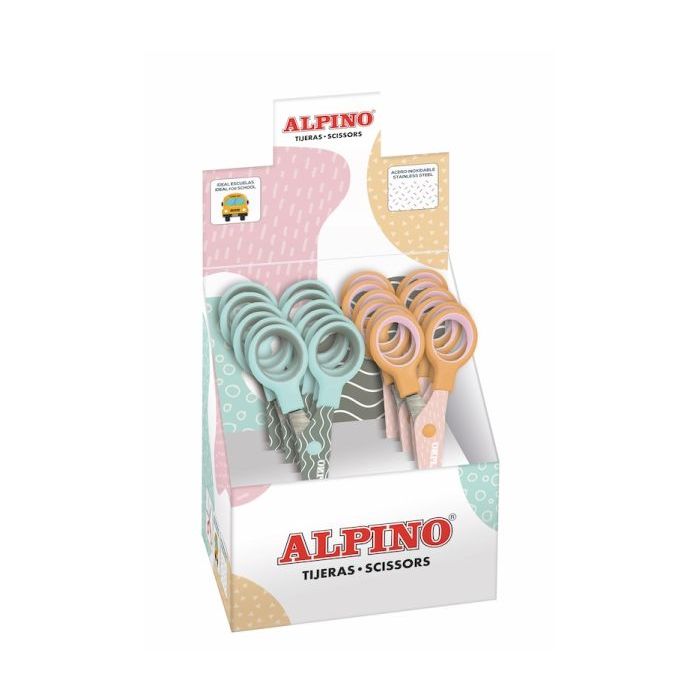 Alpino Pastel Tijera Escolar 13cm - Acero Inoxidable - Punta Roma - Colores Pastel Surtidos