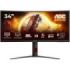 AOC G4 Monitor 34" Curvo 1500R Fast VA WQHD 180Hz HDR10 - Respuesta 1ms - HDMI, DisplayPort, Audio - Montaje VESA 100x100 - Color Negro