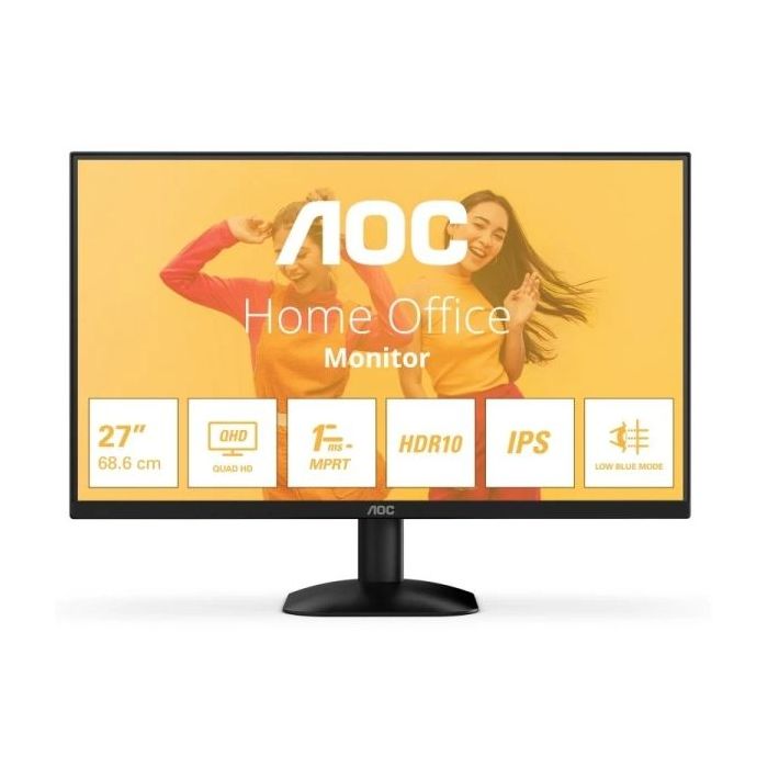 AOC Q27B35E Monitor 27" LED IPS QHD 75Hz HDR10 - Respuesta 1ms - HDMI, DisplayPort - VESA 100x100mm - Color Negro